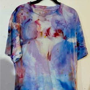 Tee shirt Dress Kirkland xL second hand upcycled Ice dyed cotton.